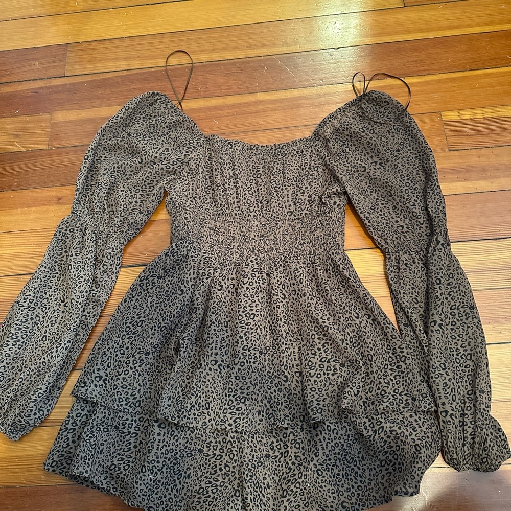 Leopard Print Smocked Blouse